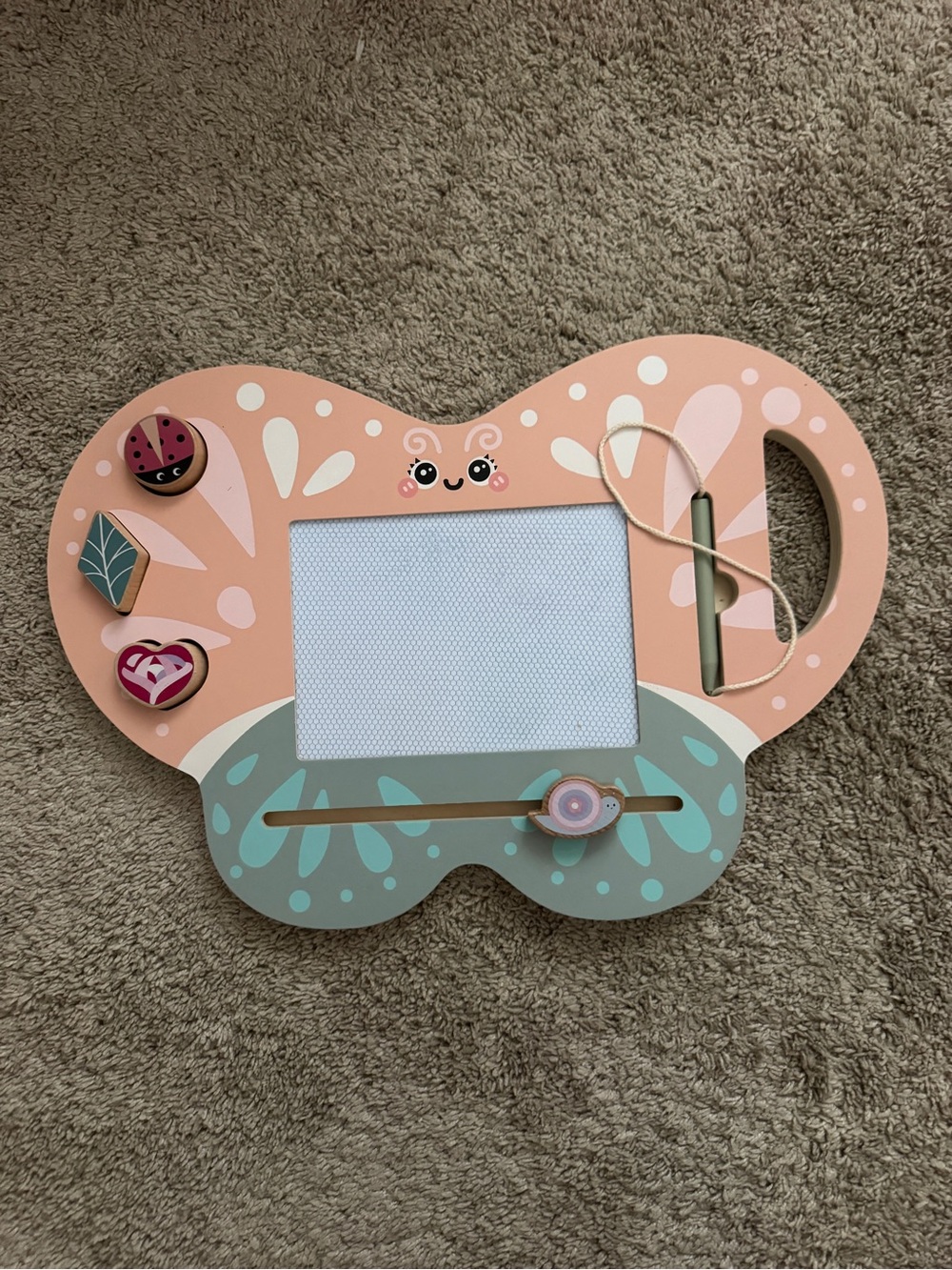 Magnetic Drawing Board for Kids - Pink and Teal Butterfly Design